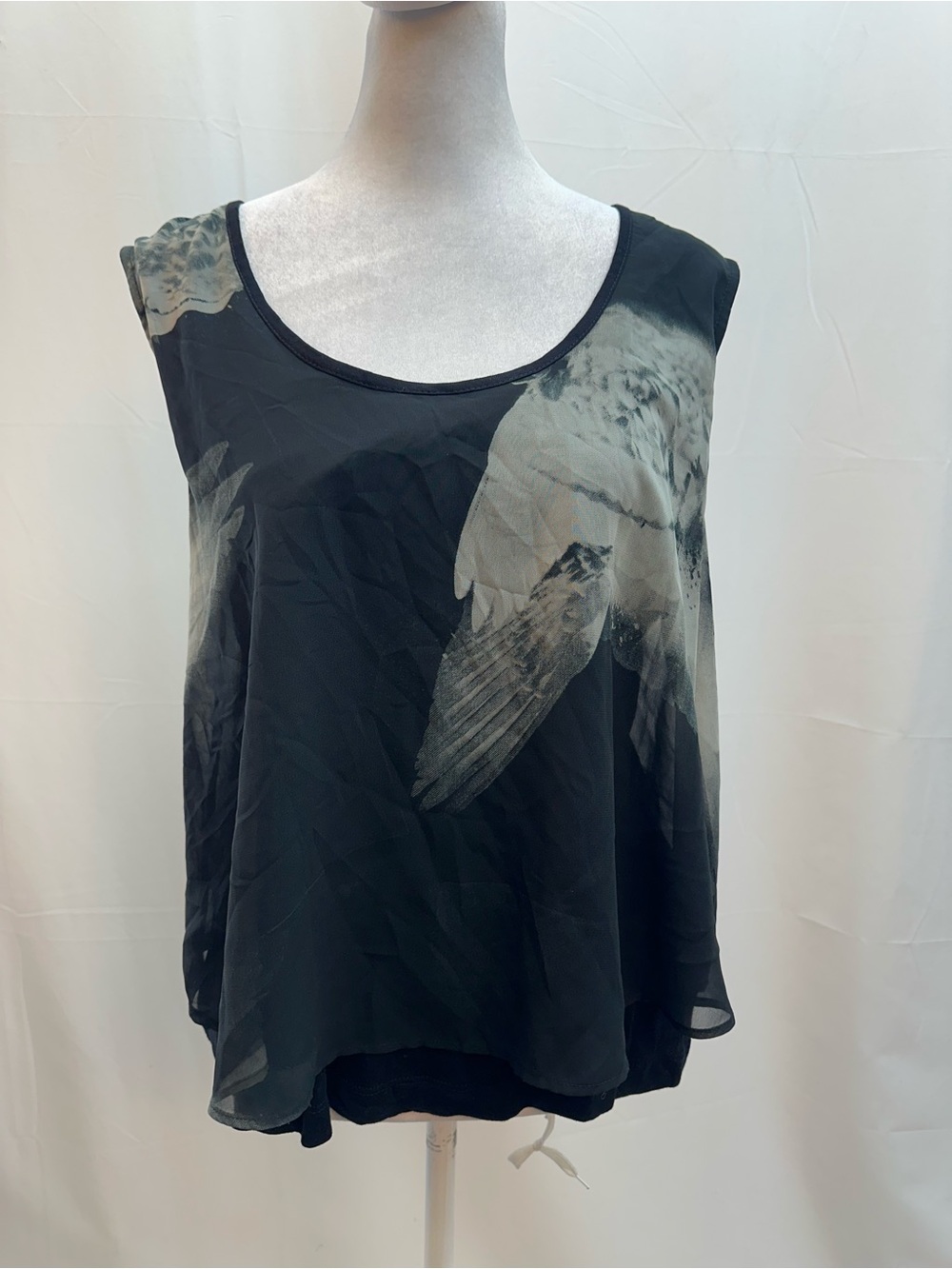 Religion Sleeveless Black Chiffon Print Blouse XS NWTS